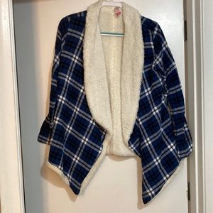 Ladies Blue Plaid w/ fleece Open Style jacket